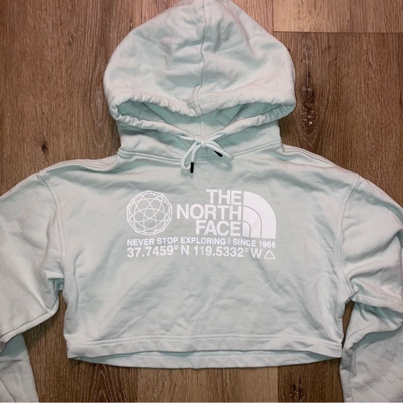 The North Face Coordinates Crop Hoodie Mint Green Size Small - Picture 3 of 11